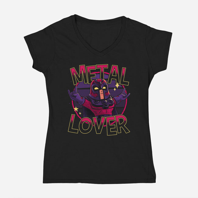 Metal Lover-Womens-V-Neck-Tee-teesgeex