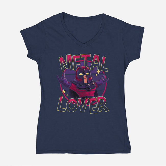 Metal Lover-Womens-V-Neck-Tee-teesgeex