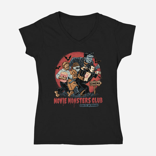 Movie Monsters Club-Womens-V-Neck-Tee-glitchygorilla