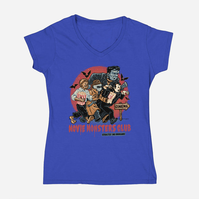 Movie Monsters Club-Womens-V-Neck-Tee-glitchygorilla