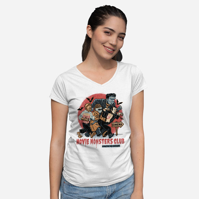 Movie Monsters Club-Womens-V-Neck-Tee-glitchygorilla