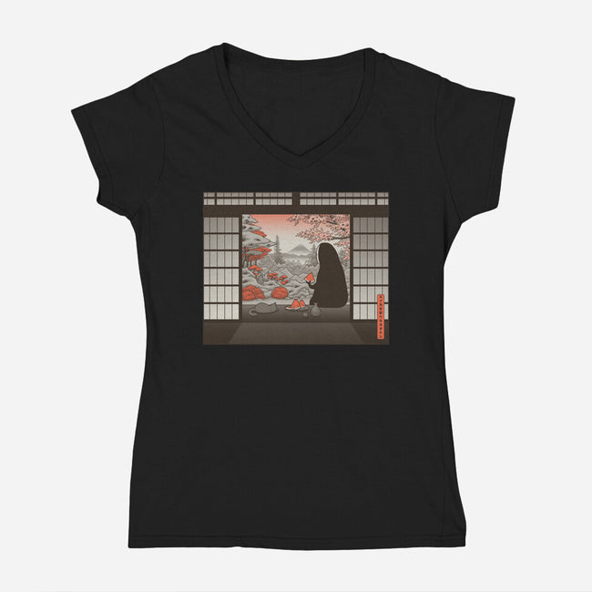 Zen Snack-Womens-V-Neck-Tee-pigboom