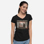Zen Snack-Womens-V-Neck-Tee-pigboom
