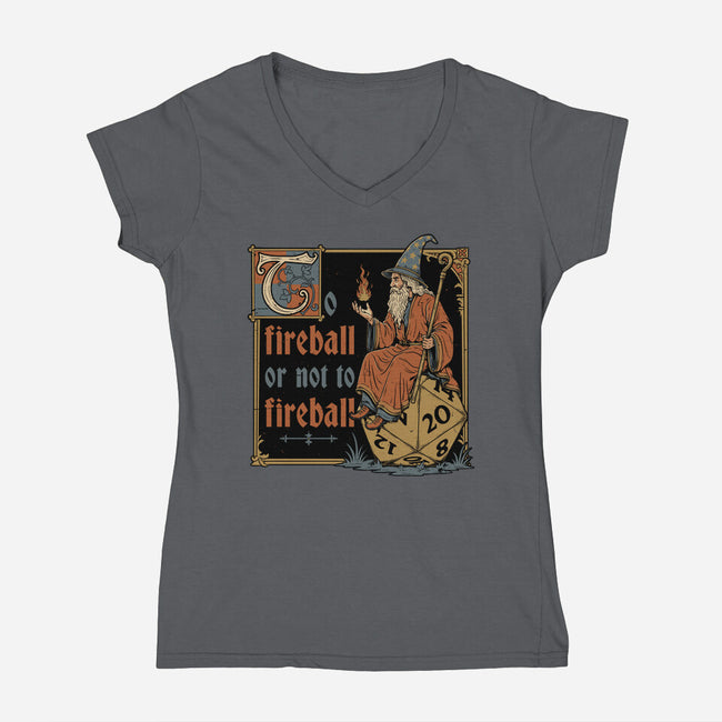 Medieval Wizard Fireball-Womens-V-Neck-Tee-Studio Mootant