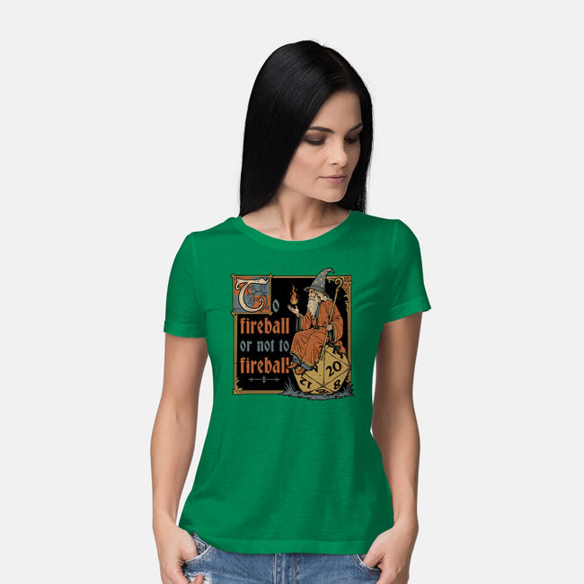 Medieval Wizard Fireball-Womens-Basic-Tee-Studio Mootant
