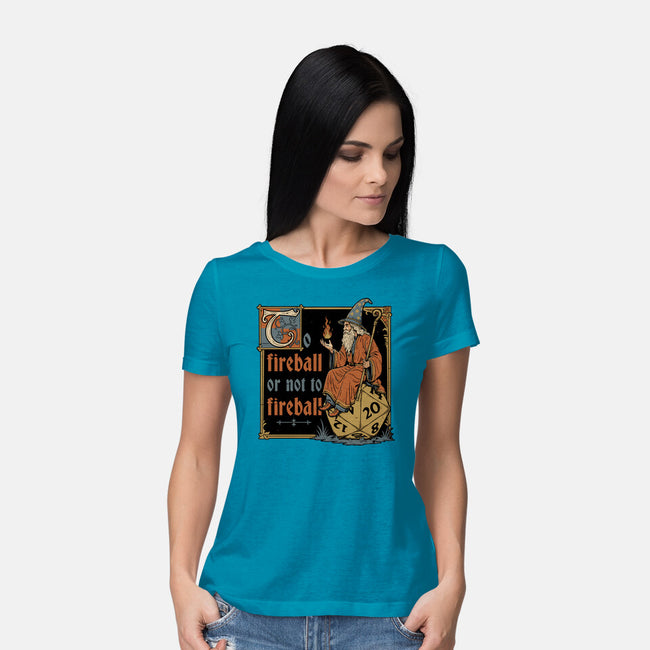 Medieval Wizard Fireball-Womens-Basic-Tee-Studio Mootant