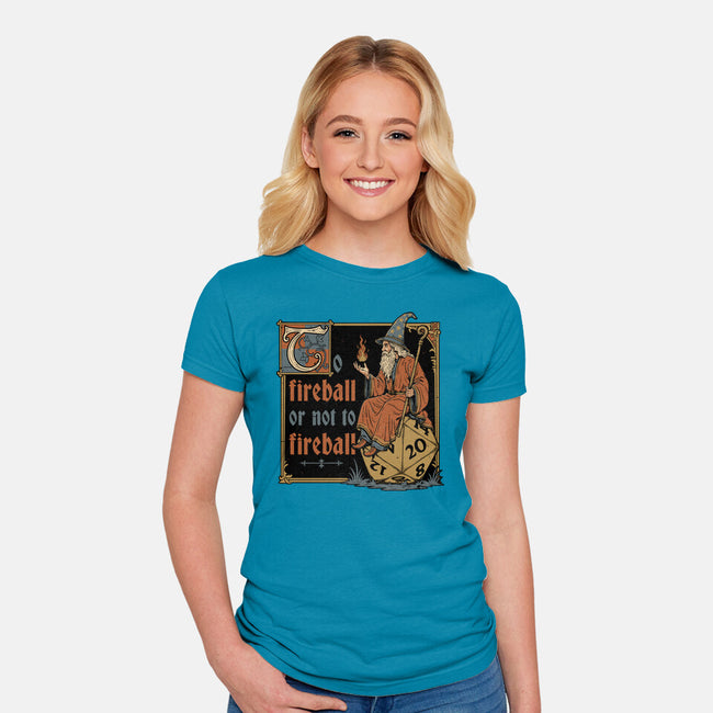 Medieval Wizard Fireball-Womens-Fitted-Tee-Studio Mootant
