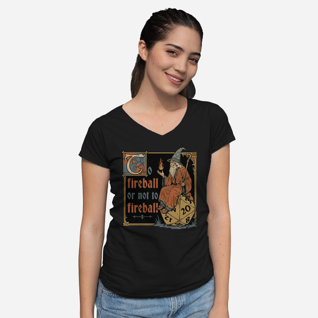 Medieval Wizard Fireball-Womens-V-Neck-Tee-Studio Mootant