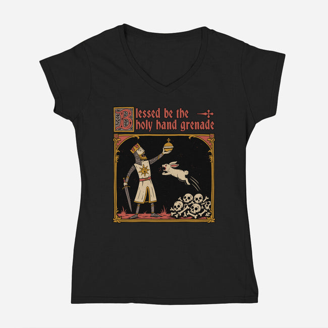 King Rabbit Medieval-Womens-V-Neck-Tee-Studio Mootant