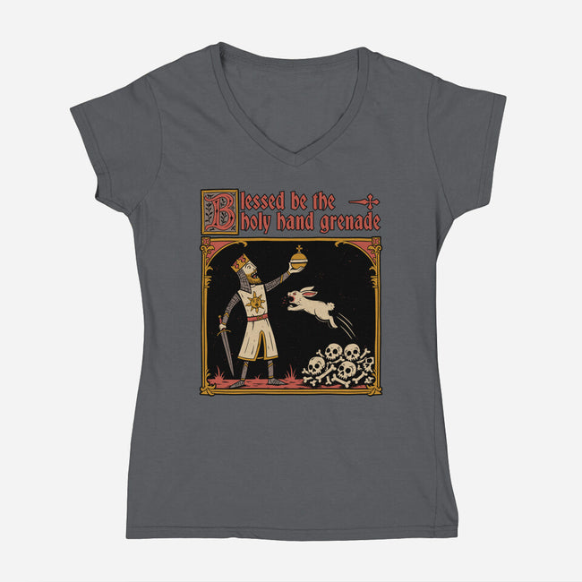 King Rabbit Medieval-Womens-V-Neck-Tee-Studio Mootant