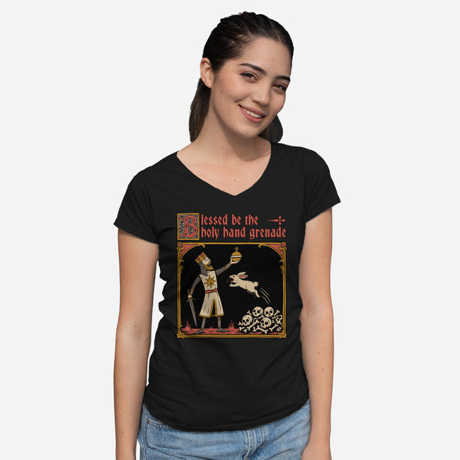King Rabbit Medieval-Womens-V-Neck-Tee-Studio Mootant
