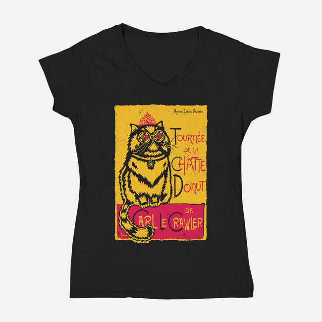 Chatte Donut-Womens-V-Neck-Tee-demonigote