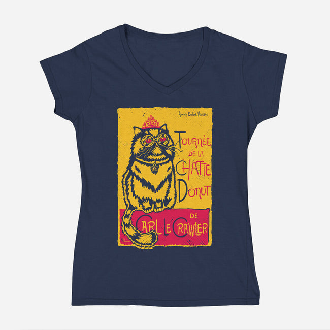 Chatte Donut-Womens-V-Neck-Tee-demonigote
