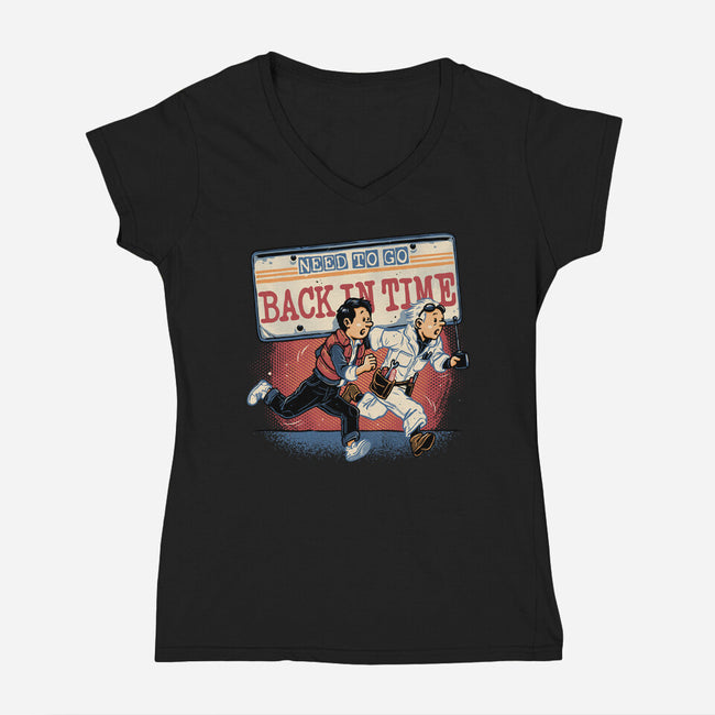 Need To Go Back In Time-Womens-V-Neck-Tee-glitchygorilla