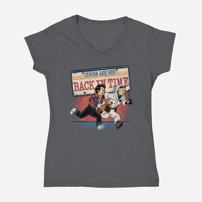 Need To Go Back In Time-Womens-V-Neck-Tee-glitchygorilla