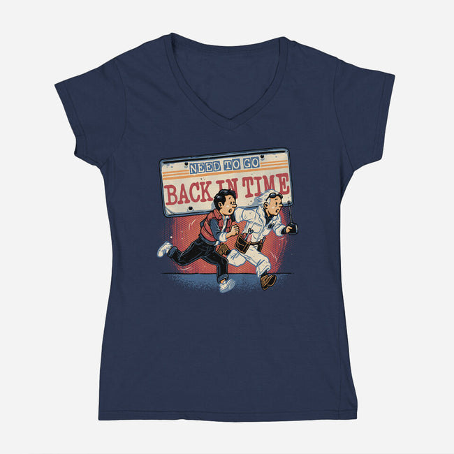 Need To Go Back In Time-Womens-V-Neck-Tee-glitchygorilla