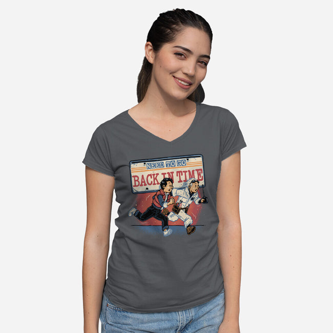 Need To Go Back In Time-Womens-V-Neck-Tee-glitchygorilla