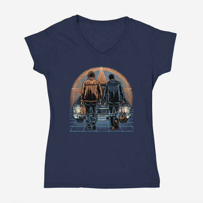 Life On The Road Less Travelled-Womens-V-Neck-Tee-glitchygorilla