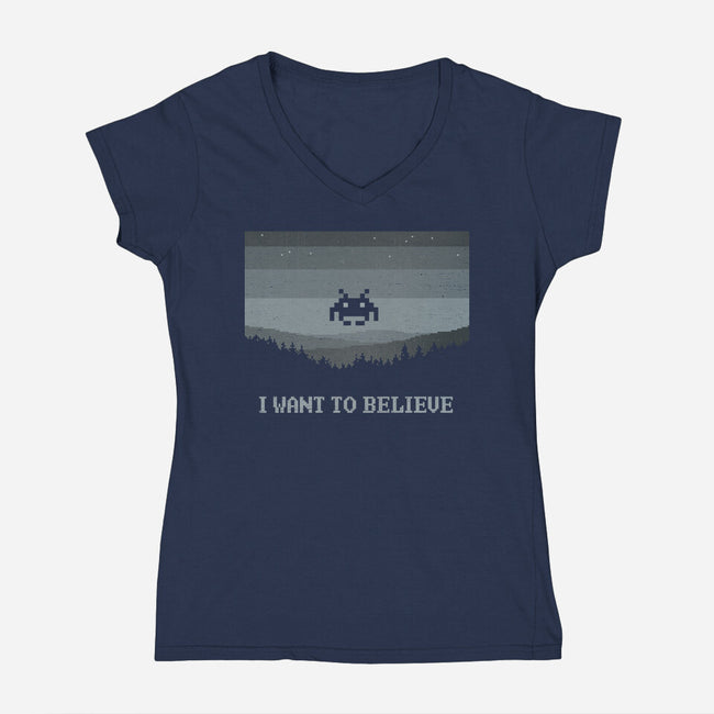 Vintage Believer-Womens-V-Neck-Tee-kg07