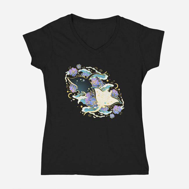 Manta Ray-Womens-V-Neck-Tee-Vallina84