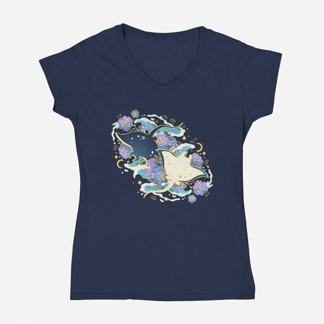 Manta Ray-Womens-V-Neck-Tee-Vallina84