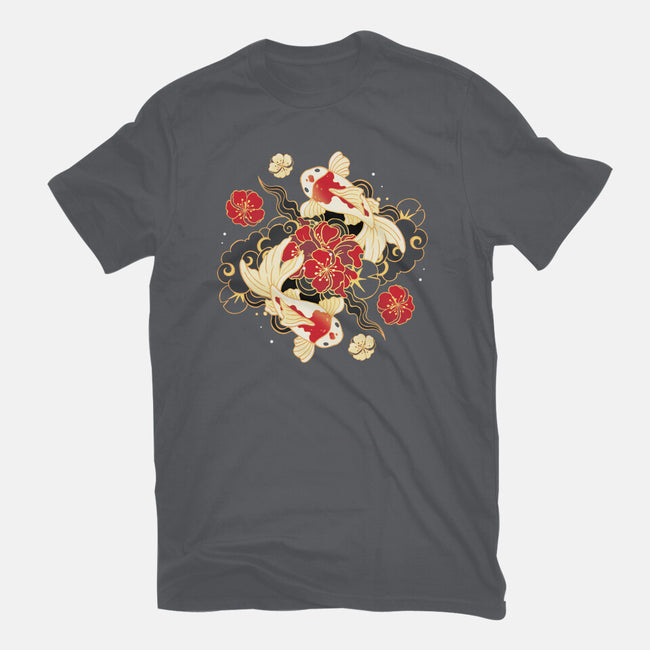 Koi Fish Flower-Unisex-Basic-Tee-Vallina84