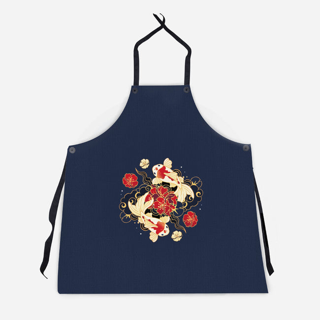 Koi Fish Flower-Unisex-Kitchen-Apron-Vallina84