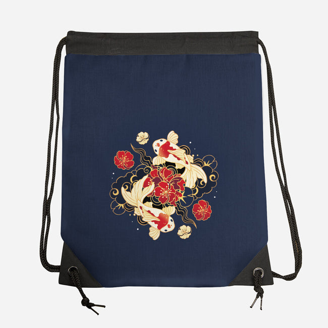 Koi Fish Flower-None-Drawstring-Bag-Vallina84