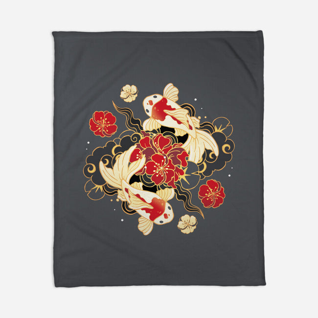 Koi Fish Flower-None-Fleece-Blanket-Vallina84