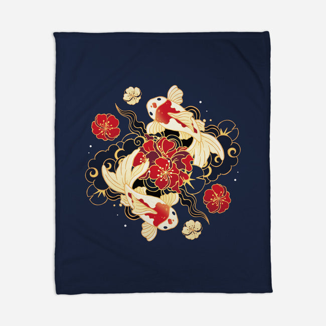 Koi Fish Flower-None-Fleece-Blanket-Vallina84