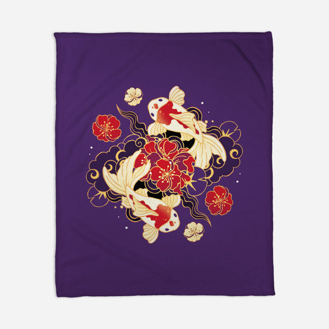 Koi Fish Flower-None-Fleece-Blanket-Vallina84