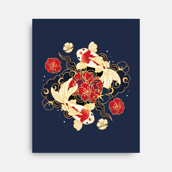 Koi Fish Flower-None-Stretched-Canvas-Vallina84