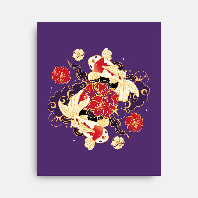 Koi Fish Flower-None-Stretched-Canvas-Vallina84