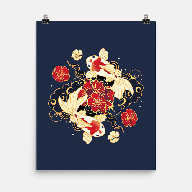 Koi Fish Flower-None-Matte-Poster-Vallina84
