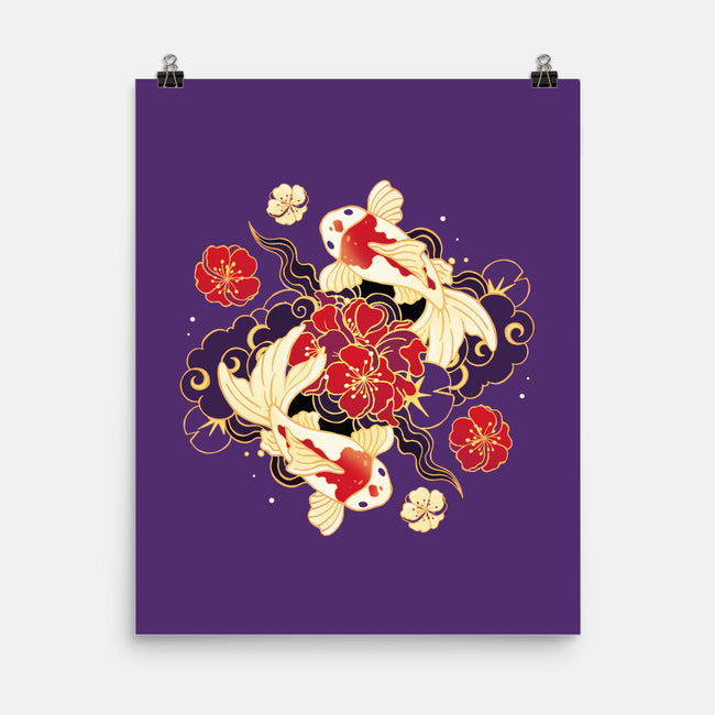 Koi Fish Flower-None-Matte-Poster-Vallina84