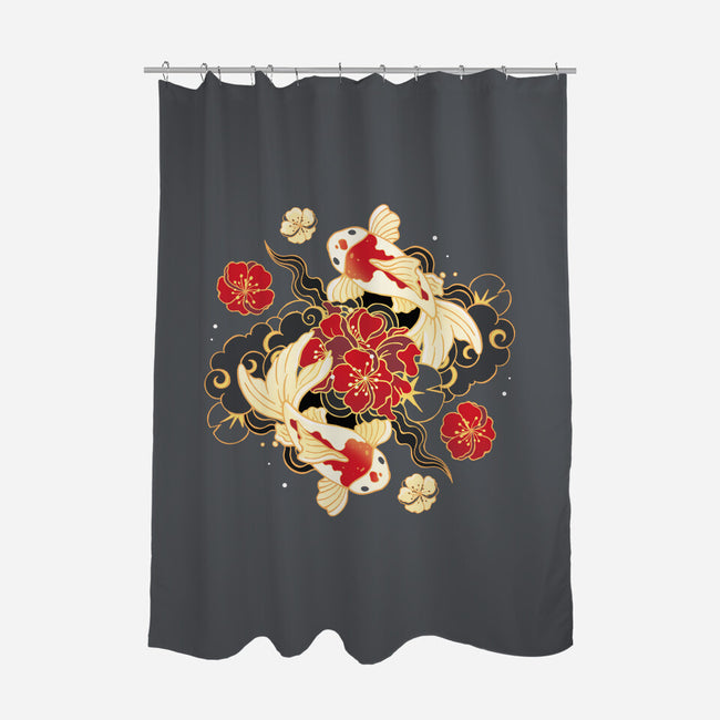 Koi Fish Flower-None-Polyester-Shower Curtain-Vallina84