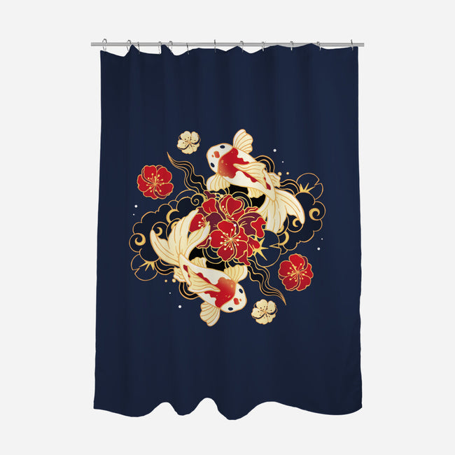 Koi Fish Flower-None-Polyester-Shower Curtain-Vallina84