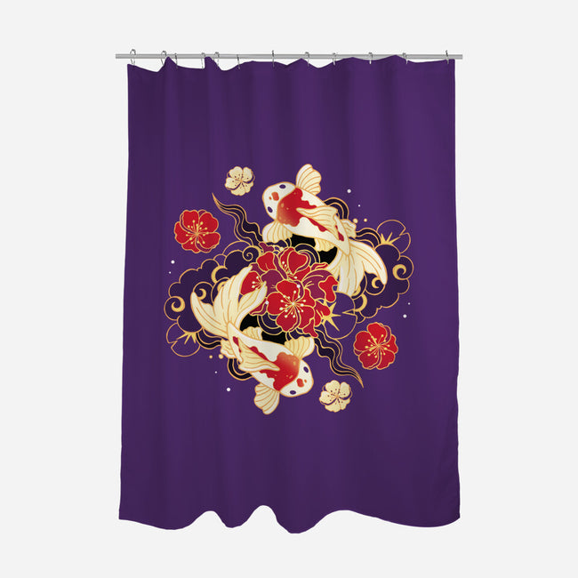 Koi Fish Flower-None-Polyester-Shower Curtain-Vallina84