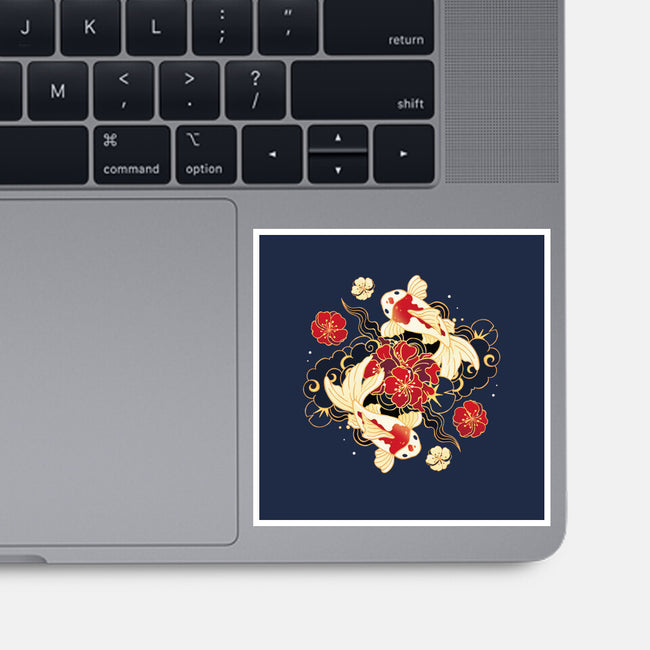 Koi Fish Flower-None-Glossy-Sticker-Vallina84