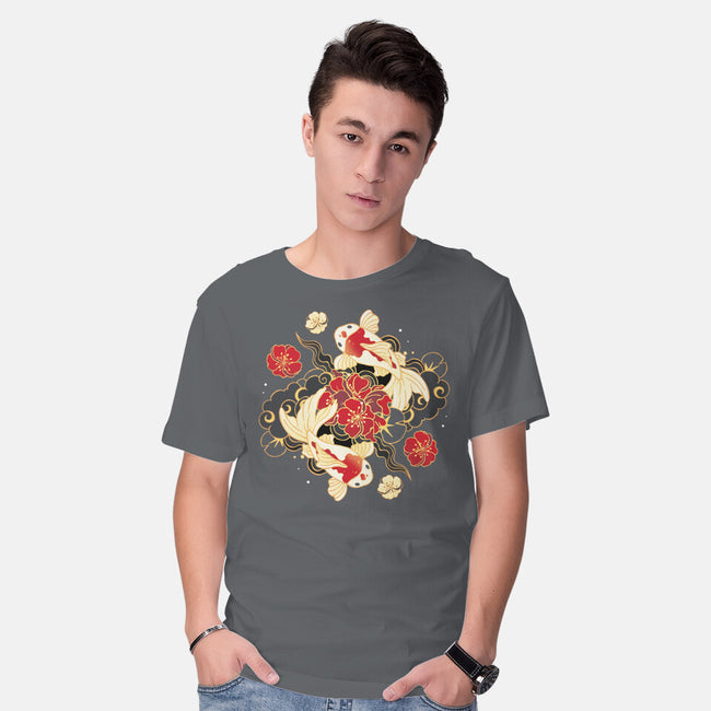 Koi Fish Flower-Mens-Basic-Tee-Vallina84
