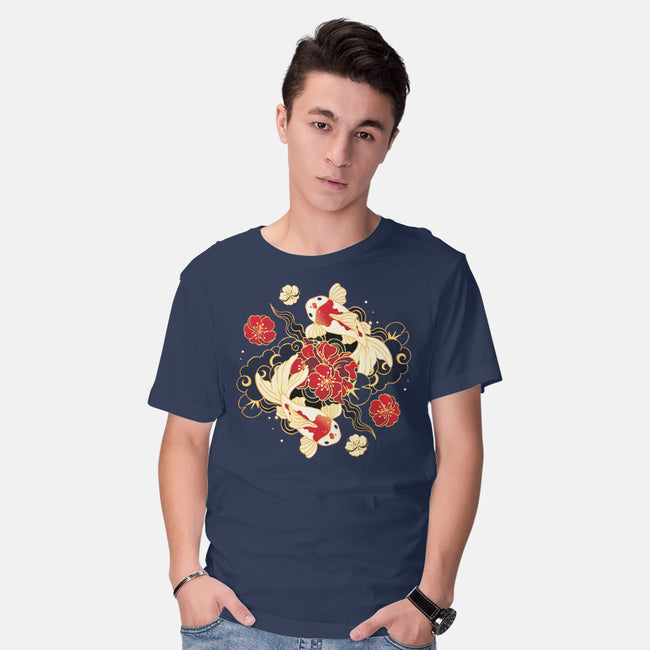 Koi Fish Flower-Mens-Basic-Tee-Vallina84