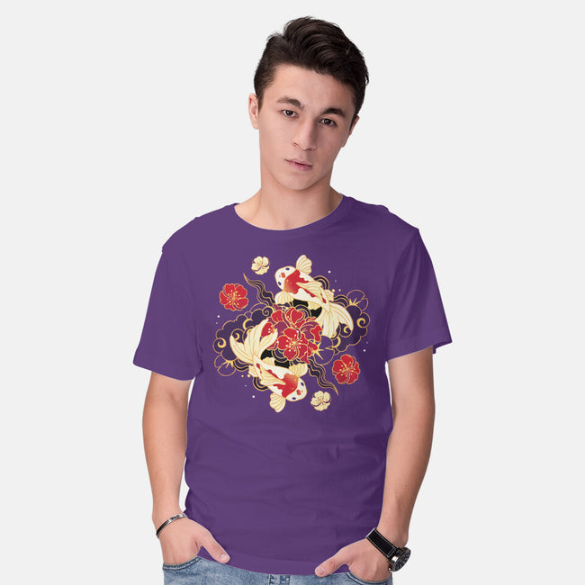 Koi Fish Flower-Mens-Basic-Tee-Vallina84