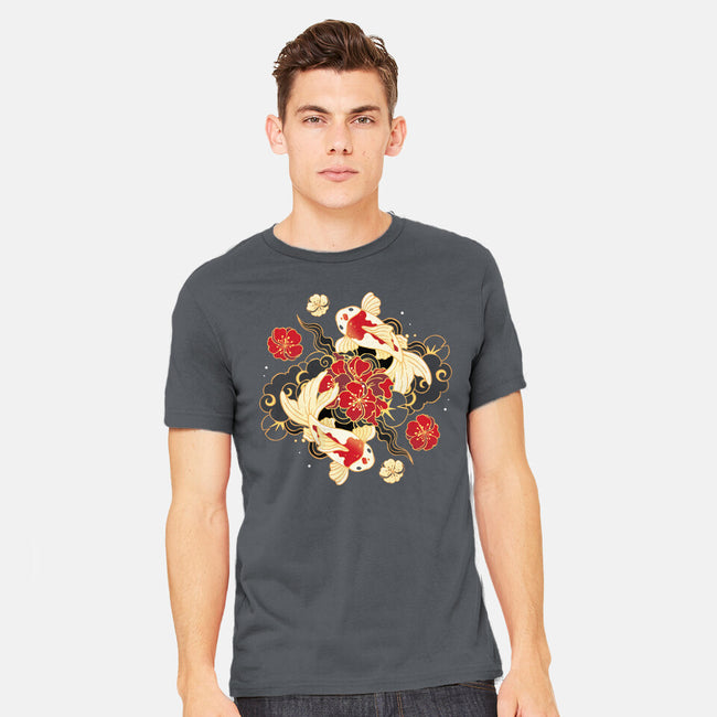Koi Fish Flower-Mens-Heavyweight-Tee-Vallina84