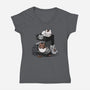 Cat Coffee Machine-Womens-V-Neck-Tee-Vallina84