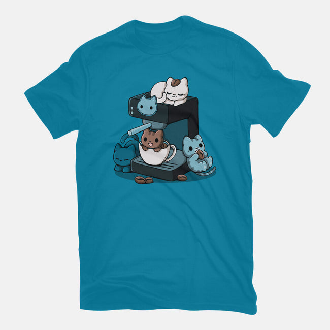 Cat Coffee Machine-Unisex-Basic-Tee-Vallina84