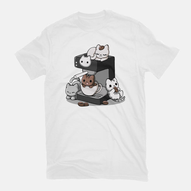 Cat Coffee Machine-Unisex-Basic-Tee-Vallina84