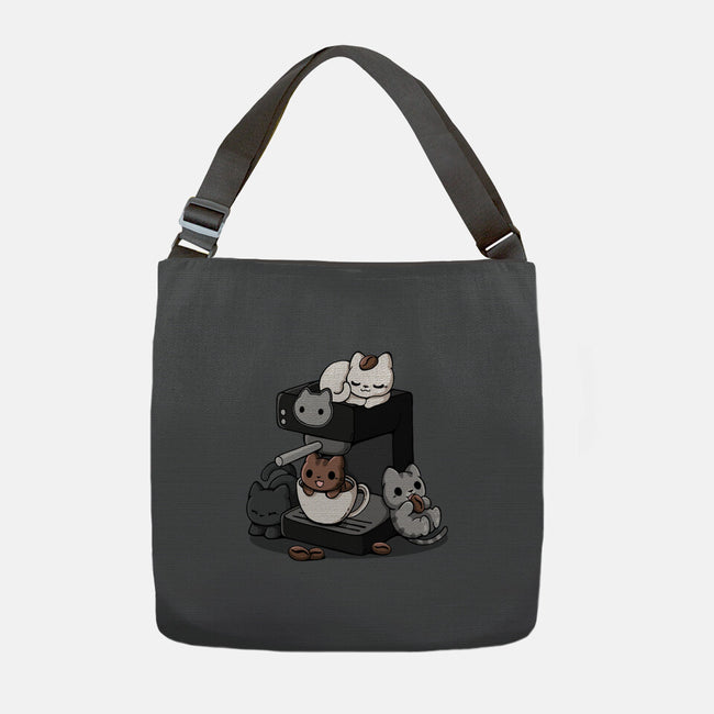 Cat Coffee Machine-None-Adjustable Tote-Bag-Vallina84