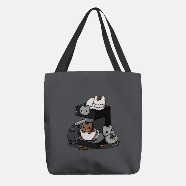 Cat Coffee Machine-None-Basic Tote-Bag-Vallina84