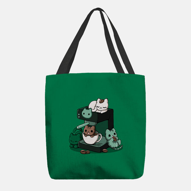 Cat Coffee Machine-None-Basic Tote-Bag-Vallina84