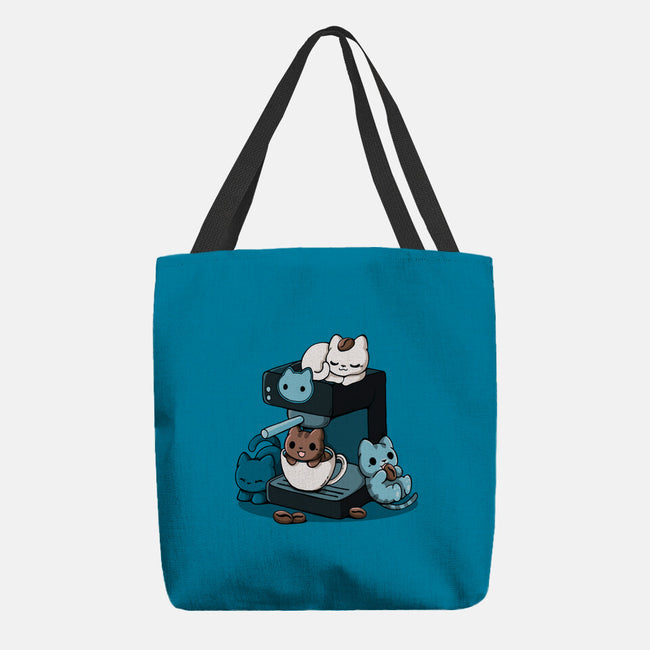 Cat Coffee Machine-None-Basic Tote-Bag-Vallina84